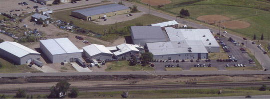 Air shot of Lakeshirts facility in Detroit Lakes MN